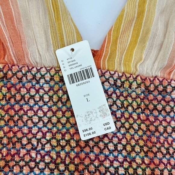 Anthropologie Yellow & Orange Striped Smocked Tank Top Size Large NWT - Picture 4 of 10